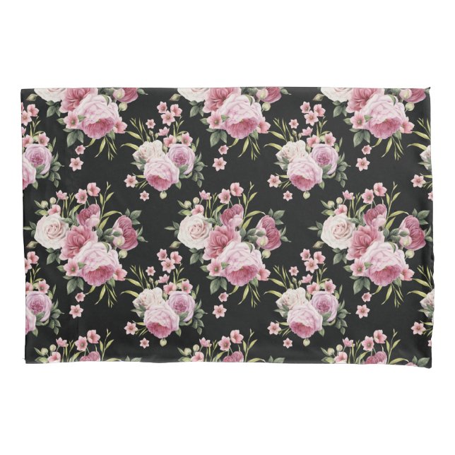 Pink Roses Bouquet Pillow Case Kissenbezug (Vorderseite-Links)