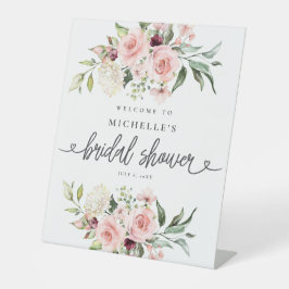 Pink Roses Brautparty Begrüßungszeichen Sockelschild
