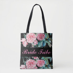 Pink Roses Bride Wedding Bridesmaid Tote Tag