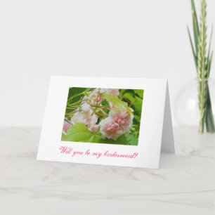 Pink Roses Bridesmaid Request Card Einladung