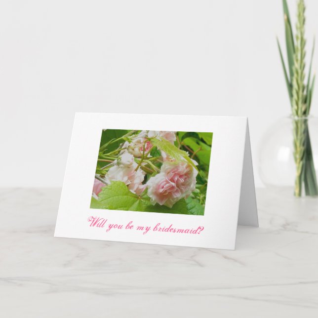 Pink Roses Bridesmaid Request Card Einladung (Vorderseite)