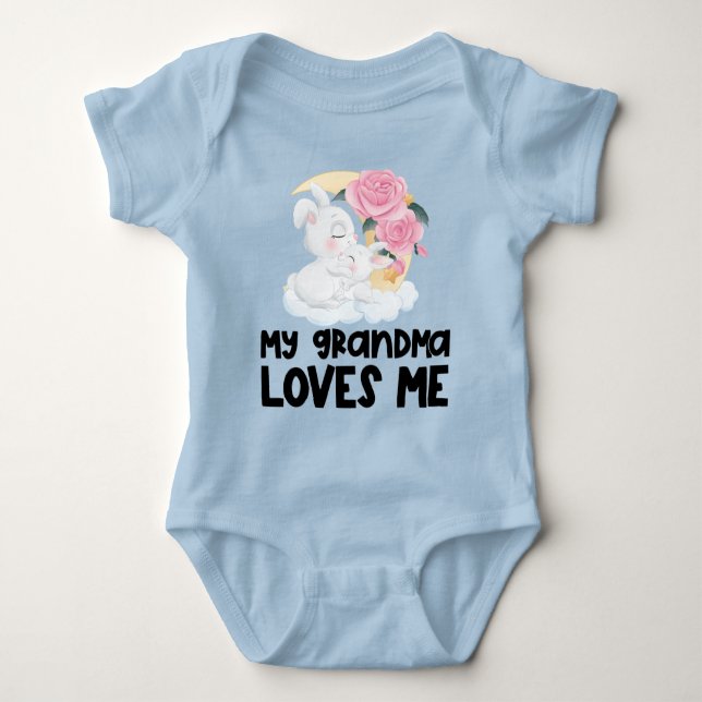 Pink Roses Bunnies 🌹 meine Oma-Lieben Baby Strampler (Vorderseite)