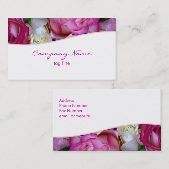 Pink Roses Business Card Visitenkarte (Vorne/Hinten)