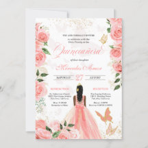 Pink Roses Butterfly Mariposa Quinceanera