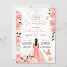 Pink Roses Butterfly Mariposa Quinceanera Floral