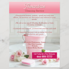 Pink Roses Clearing Service Template Business Flyer