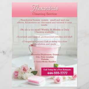 Pink Roses Clearing Service Template Business Flyer