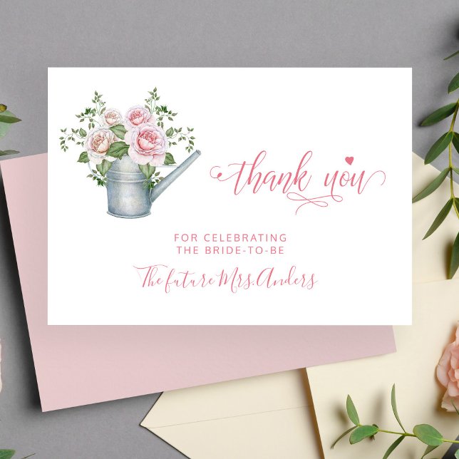 Pink roses elegantes Brautparty vielen Dank Dankeskarte (Von Creator hochgeladen)