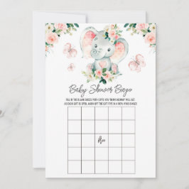 Pink Roses Elephant Baby Name Baby Showroom Bingo Einladung