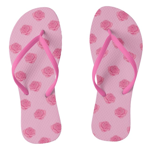 Pink roses flip flops (Fußbett)