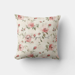 Pink Roses Floral Kissen