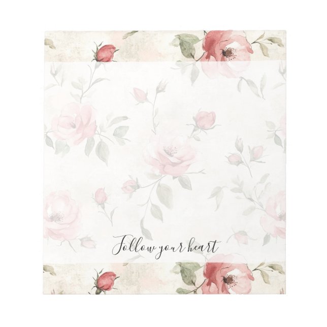 Pink Roses Floral  Notizblock (Vorderseite)