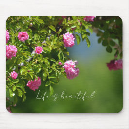 Pink Roses Floral (photography by me) Mousepad