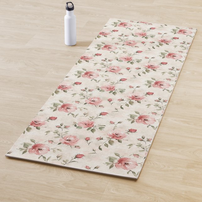 Pink Roses Floral  Yogamatte (Beispiel)