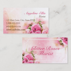 Pink Roses Florist Business Card Visitenkarte