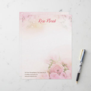 Pink Roses Florist Letterhead Briefbogen