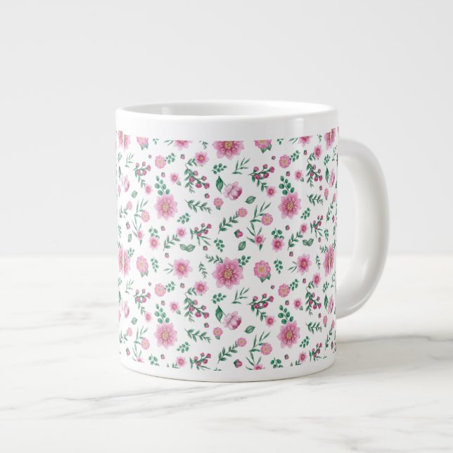 Pink Roses Galore Jumbo-Tasse (Vorderseite Rechts)