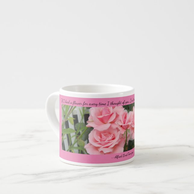 Pink Roses Gedanken Sie Espresso Tasse (Vorderseite Links)