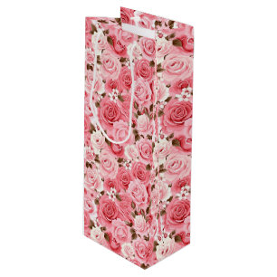 Pink Roses Geschenktasche Geschenktüte Für Weinflaschen