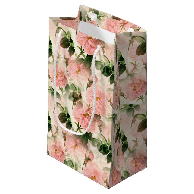 Pink Roses Geschenktasche Kleine Geschenktüte (Vorderseite Schrägansicht)