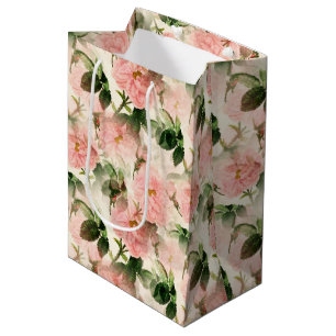Pink Roses Geschenktasche Mittlere Geschenktüte