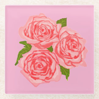 Pink roses glasuntersetzer