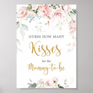 Pink Roses Guess Wie viele Kisses Game Sign Poster