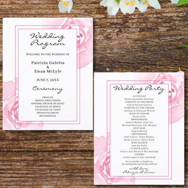 Pink Roses Hochzeitsprogramm (Von Creator hochgeladen)