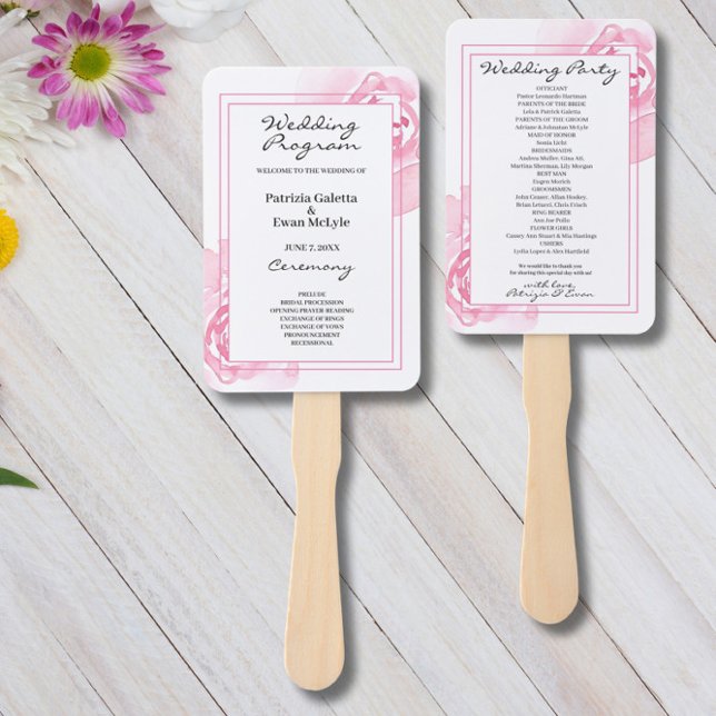 Pink Roses Hochzeitsprogramm Set der Fans Fächer (Von Creator hochgeladen)