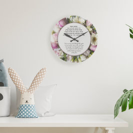 Pink Roses Home Blessing Hebrew and English Große Wanduhr