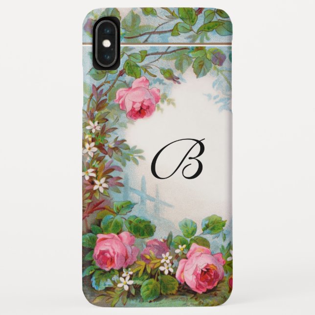 PINK ROSES & JASMINE FLORALES MONOGRAMM Case-Mate iPhone HÜLLE (Rückseite)