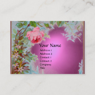 PINK ROSES & JASMINES MONOGRAMM GEM STONE ,Fuchsia Visitenkarte