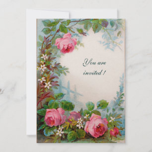 PINK ROSES & JASMINES White Champagne Metallic Einladung