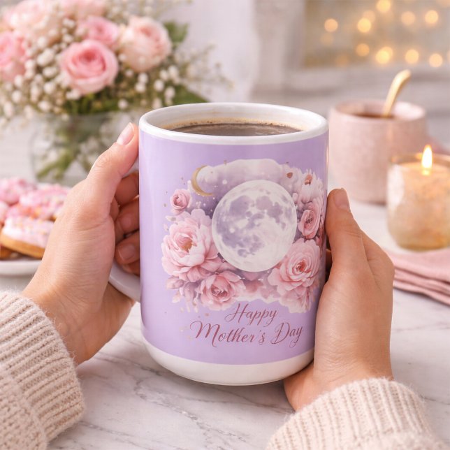 Pink Roses Lavender Moon Mug, Mother's Day Gift  Kaffeetasse (Von Creator hochgeladen)