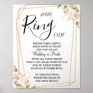 Pink Roses Lebe ein Ring-Brautparty-Spielzeichen Poster