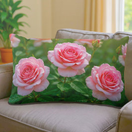 Pink Roses Lumbar Pillow Lendenkissen