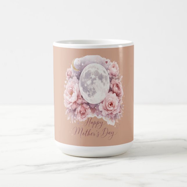 Pink Roses Moon Mug, Mother's Day Gift Dusty Rose  Kaffeetasse (Mittel)