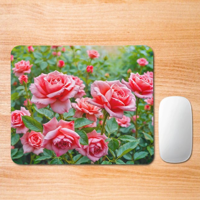 Pink Roses Mouse Pad Mousepad (Mouse pad with pink roses)