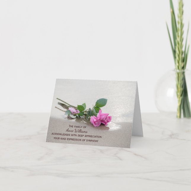 Pink Roses on Beach Danke der Familie (Vorderseite)