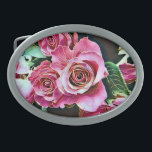 PINK ROSES OVALE GÜRTELSCHNALLE<br><div class="desc">Ein Kunstdesign von hübsch rosa Rosen.</div>