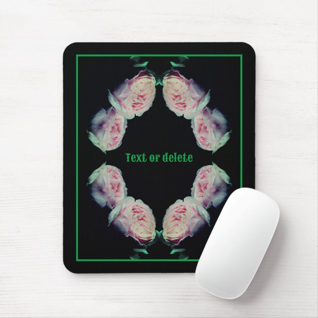 Pink Roses Pair Abstract Personalized Mousepad (Mit Mouse)