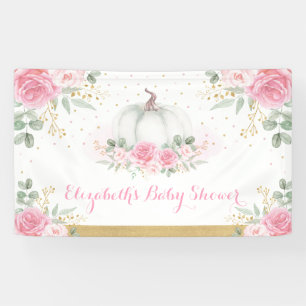 Pink Roses Pumpkin Herbst Girl Babydusche Banner