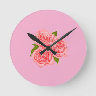 Pink roses runde wanduhr