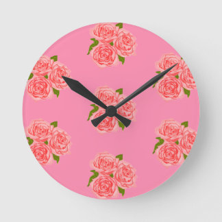 Pink roses runde wanduhr