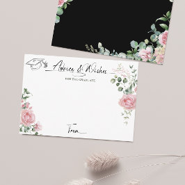 Pink Roses Script Advice And Wishes Graduation Begleitkarte