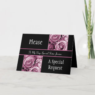 PINK Roses SISTER Be My Bridesmaid Einladung