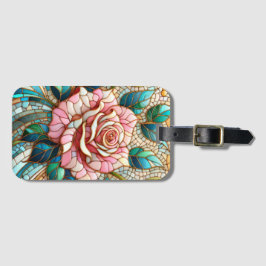 Pink Roses Stained Glass Mosaic Gepäckanhänger