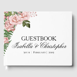 Pink Roses und Ferns Wedding Gästebuch