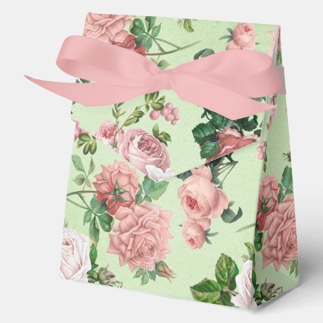 Pink Roses Vintag Style Favor Box Geschenkschachtel (Vorderseite)