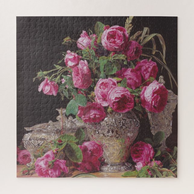 Pink Roses (von Ferdinand Georg Waldmüller) Puzzle (Vertikal)